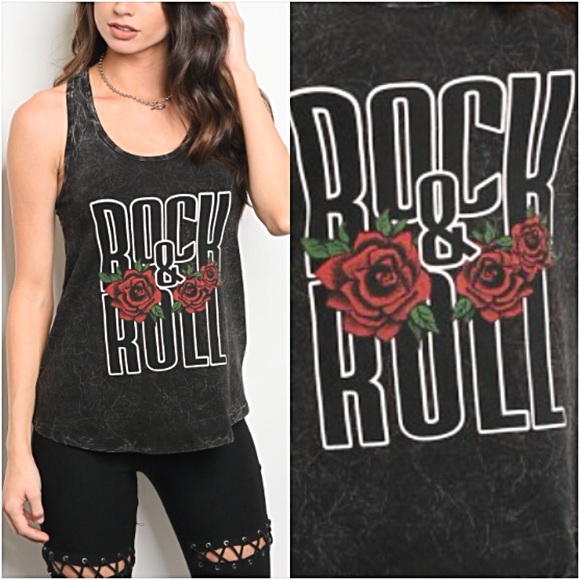 Tops - 📍SALE Rock & Roll Graphic Racerback Tank Top  S